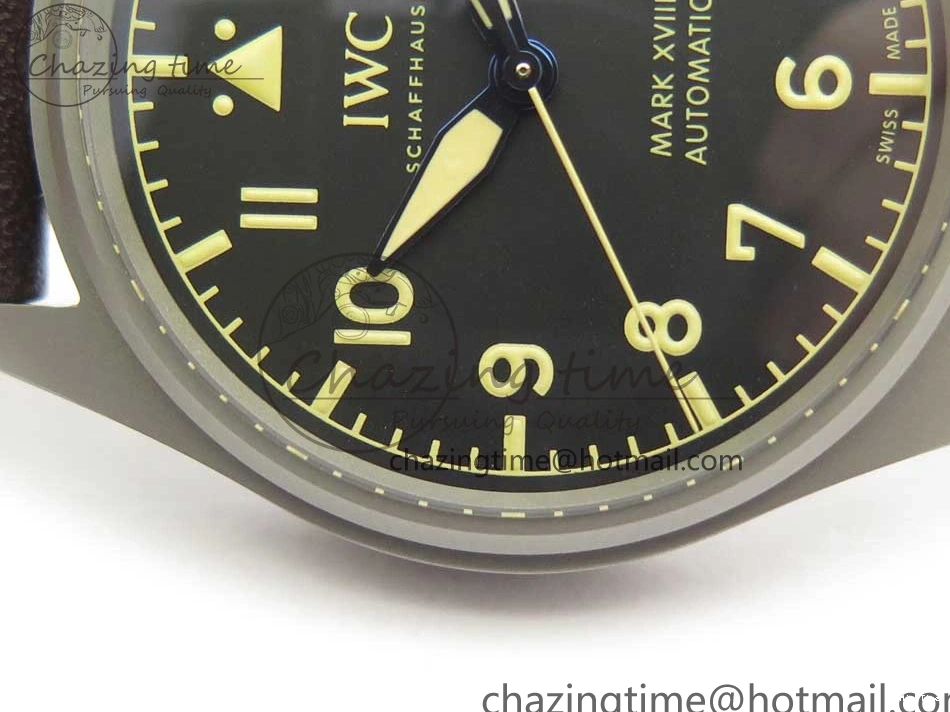 MIROTIME 0310 SmartChoice Mark XVIII IW327006 Titanium M+F 1:1 Best Edition Black Dial on Brown Leather Strap A 7145